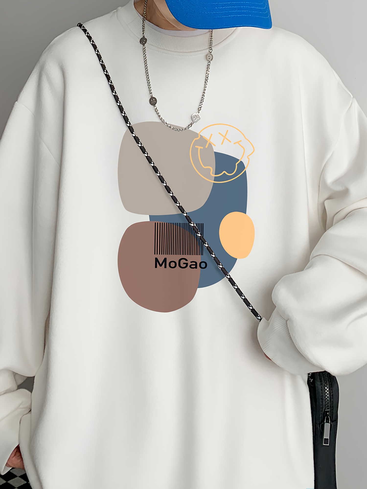 casual geometric sweatshirt for men polyester knit fabric long sleeve regular fit round neck comfortable and trendy unisex hoodie details 8