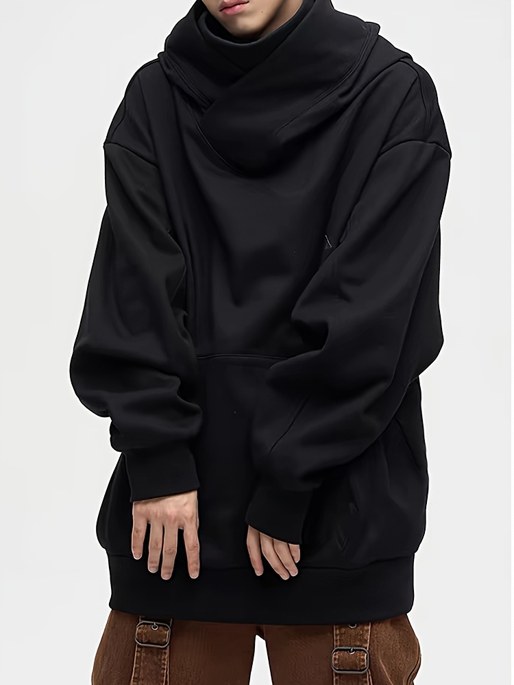mens heavy plush hoodie ninja oversize shoulder pullover novelty hoodie hoodie details 0