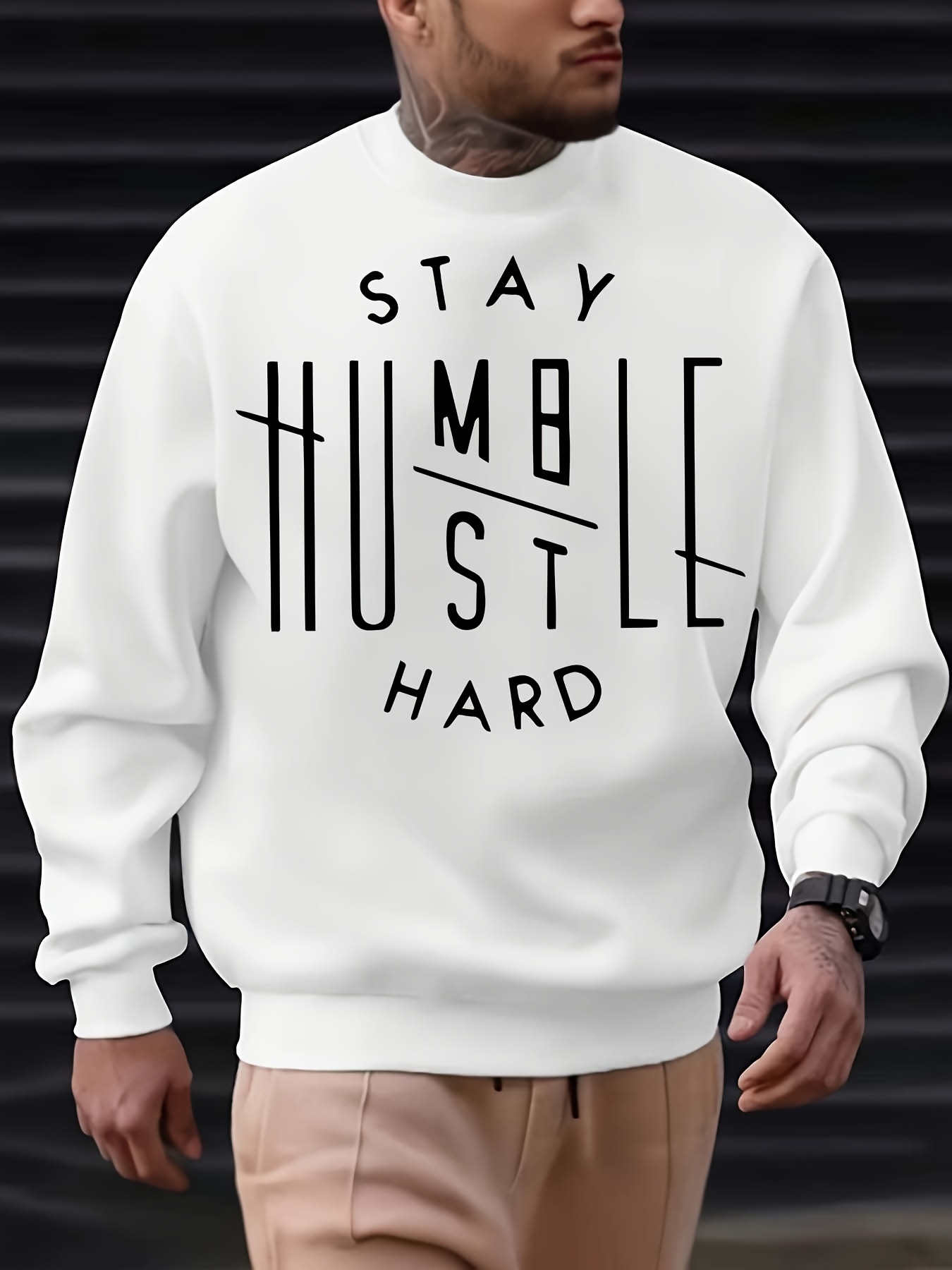 letter print sweatshirt crew neck casual sweatshirt for winter details 0