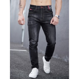 Men's Casual Skinny Jeans, Chic Street Style Stretch Jeans