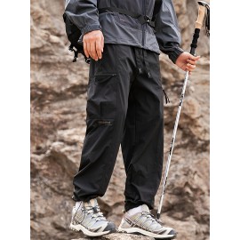 Relaxed Fit, Men's Vintage-Inspired Cargo Pants - Nylon, Casual Fit with Drawstring Waist for Spring/Fall