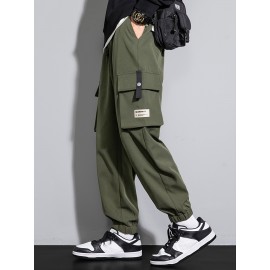 Men's Casual Flap Pocket Thin Cargo Pants, Chic Loose Fit Joggers For Outdoor Activities