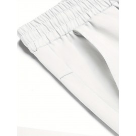 1pc Men'S Casual Cotton Drawstring Pants - Solid Color, Non-Stretch Fabric, Regular Fit, All-Season Straight Leg Cargo Trousers