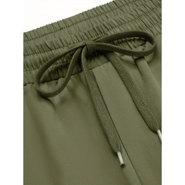 1pc Men'S Casual Cotton Drawstring Pants - Solid Color, Non-Stretch Fabric, Regular Fit, All-Season Straight Leg Cargo Trousers