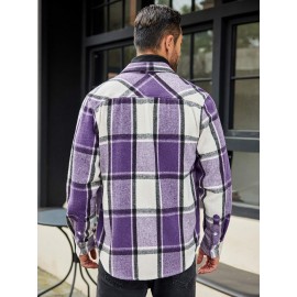 Mens Flannel Shirt Long Sleeve Plaid Jacket Casual Button Down Shirts Shacket