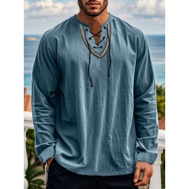 European And American Four Season Loose Fitting Pullover Retro Ethnic Style Casual Stand Up Collar Shirt