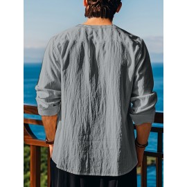 European And American Four Season Loose Fitting Pullover Retro Ethnic Style Casual Stand Up Collar Shirt