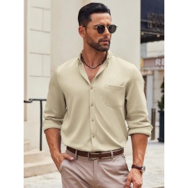 Men'S Long Sleeve Wrinkle Free Shirt Casual Button Down Shirt for Men Untucked Shirts with Pocket