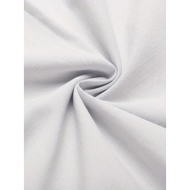 Men's Casual Button Down Cotton Shirts Short Sleeve Band Collar Beach Summer Shirt Tops