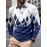 1pc Men'S Geometric-Patterned Polyester Golf Shirt - Knit Fabric with Slight Stretch, Regular Fit, Lapel Collar, Button Details, Long Sleeve, Flip Collar for Fall/Winter - Ideal for Outdoor Sports & Parties