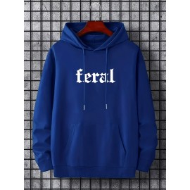 Men's Oversized Hip-Hop Style Hoodie with Geometric Print - Casual Pullover Sweatshirt for Fall & Winter, Polyester, Machine Washable