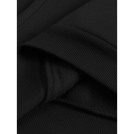 Men's Casual Fleece-Lined Hoodie with Letter Print - Cozy Pullover Sweatshirt, Kangaroo Pocket, Long Sleeve, Polyester Blend