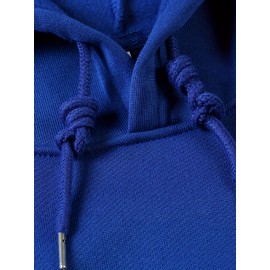 Men's Polyester Hooded Sweatshirt with Geometric Leaf Applique, Sports Style Active Hoodie with Slight Stretch, Regular Fit Knit Fabric Pullover - Casual Hip Hop Streetwear