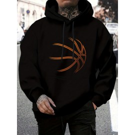 Creative Basketball Print Hoodie, Cool Hoodies For Men, Casual Hooded Sweatshirt With Kangaroo Pocket For Winter And Fall