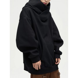 Men'S High Street Heavy Industry Plush American Style Hoodie Ninja Function Oversize Shoulder Pullover Novelty Hoodie Hoodie